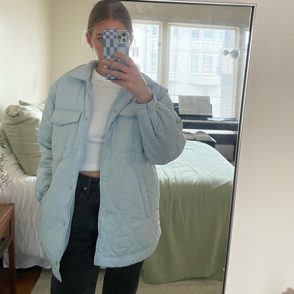 H&M powder blue puffer jacket